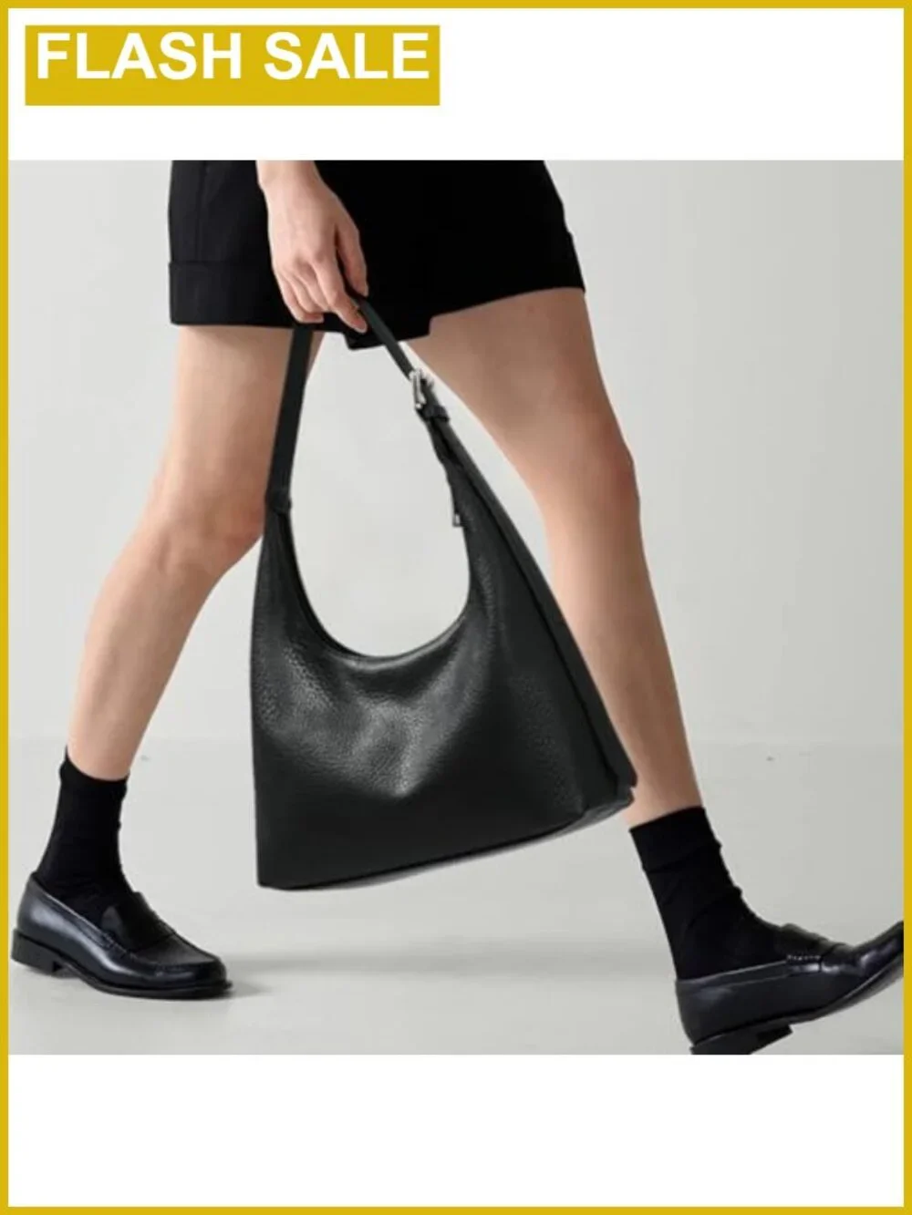 Vegan Leather Crescent Hobo Bag with Adjustable Crossbody Strap